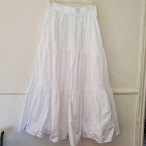 XiRENA Angeline Tiered Skirt Midi Crisp White A-Line Skirt